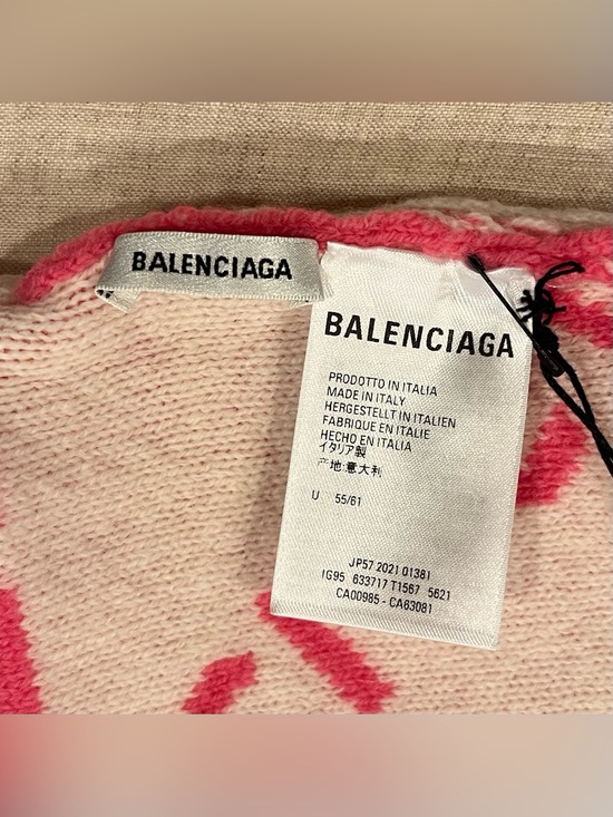 Balenciaga by Demna Wool All Over Knit Logo Beanie Hat